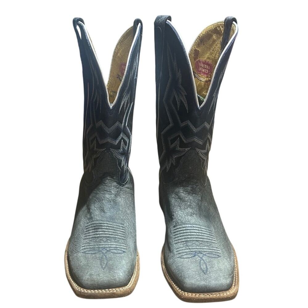 Nacona Cowboy boots square toe destressed rough out leather vamp in gray sz 10